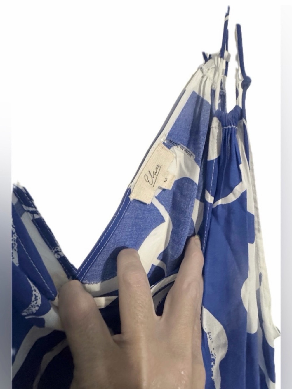 Elan Blue and White Floral Pattern Strappy Maxi Sundress A Definite Must Have! - Picture 8 of 10